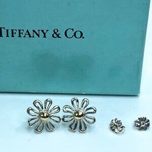 Tiffany & Co. Paloma Picasso Daisy Earrings 18K Gold & Sterling Silver JR1103